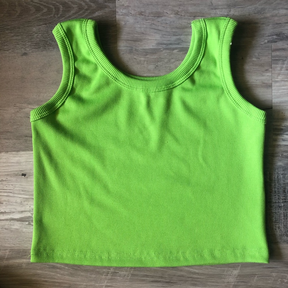 Neon Green Ribbed Crop top